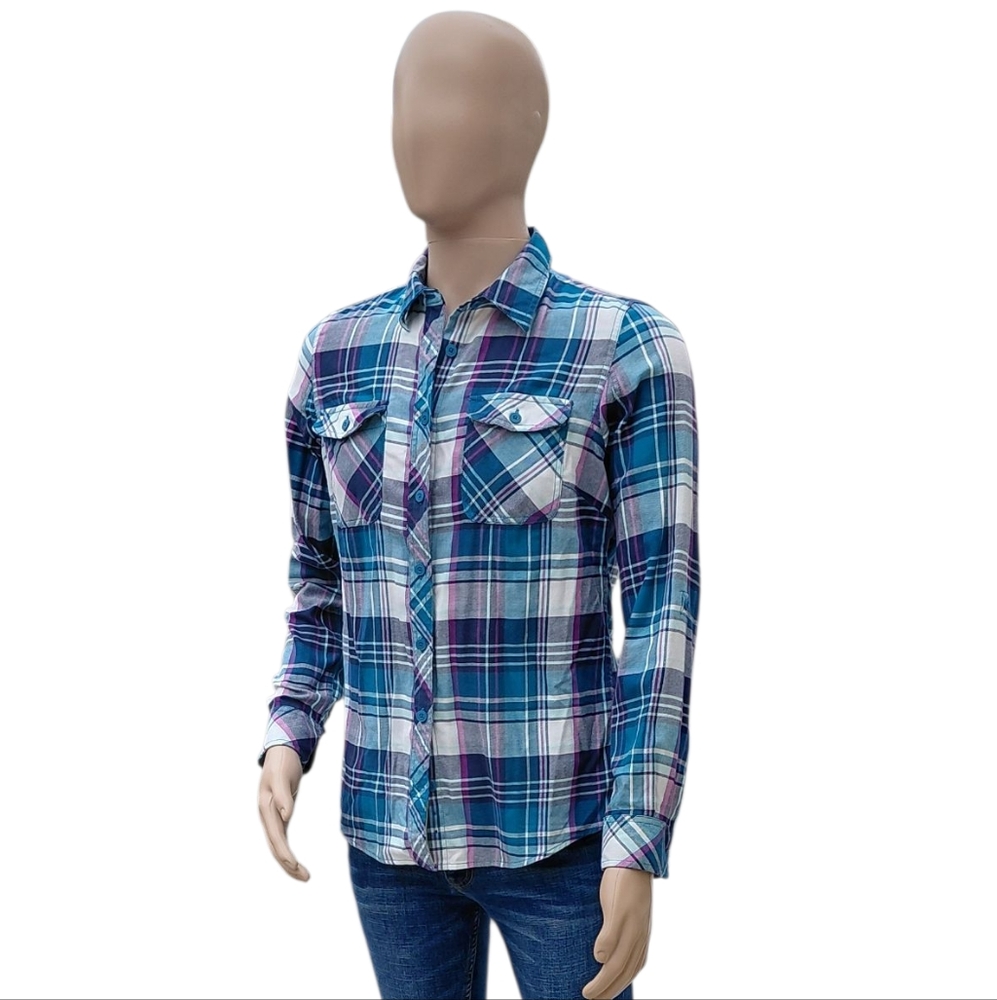 8208....Men's Deluth Trading Co. Blue Plaid Shirt Size Medium - Picture 1 of 6